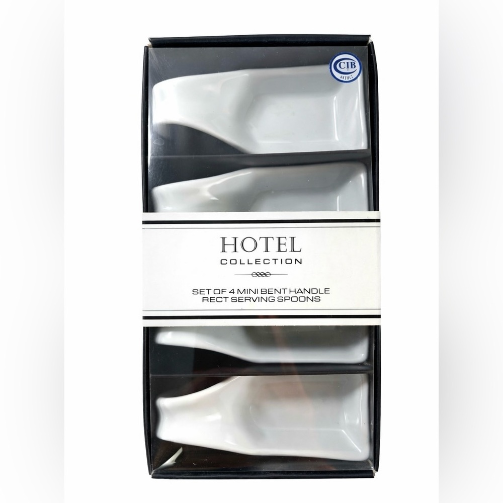 Hotel Collection Set Of 4 Mini Bent Handle Rect Serving Spoons NIB - Picture 2 of 5